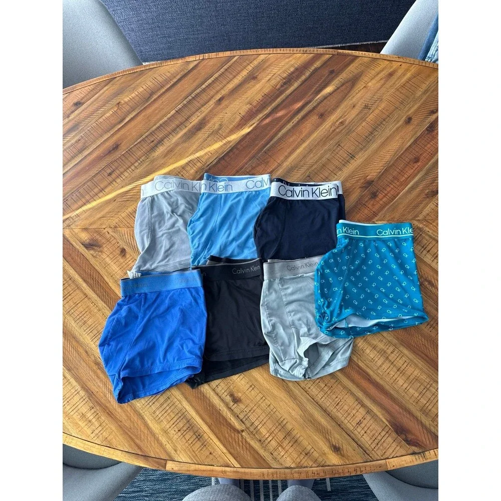 Calvin Klein Men’s Medium Trunks 7-Pack Underwear Grey Blue Grey Cotton Stretch